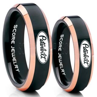 Peterbilt Rings, Peterbilt Jewelry, 2 Piece Couple Set Black Tungsten Rings, Trucker Rings, Truck Driver Rings, Driver Rings, Black Tungsten Wedding Bands