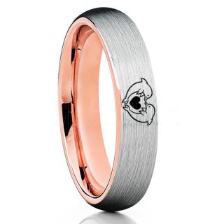 Dolphins Ring, Dolphin Heart Ring, Dolphin Wedding Ring, Dolphin Wedding Band, Marine Life Ring, Bottlenose Dolphins Ring, Silver Tungsten Ring, Silver Wedding Band, Ocean Life Wedding Band
