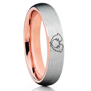 Dolphins Ring, Dolphin Heart Ring, Dolphin Wedding Ring, Dolphin Wedding Band, Marine Life Ring, Bottlenose Dolphins Ring, Silver Tungsten Ring, Silver Wedding Band, Ocean Life Wedding Band
